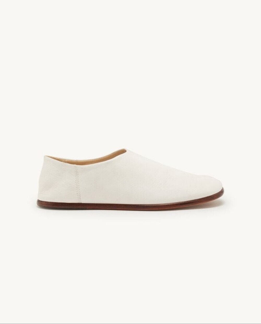 Sandro White Minimal Leather Slip-On Loafers